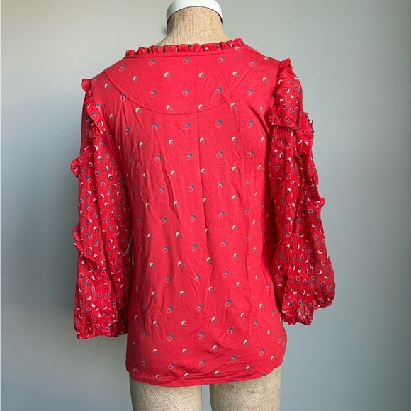 Anthropologie Maeve Ruffle Jacquin Peasant Blouse SMALL NWT! - Picture 5 of 7